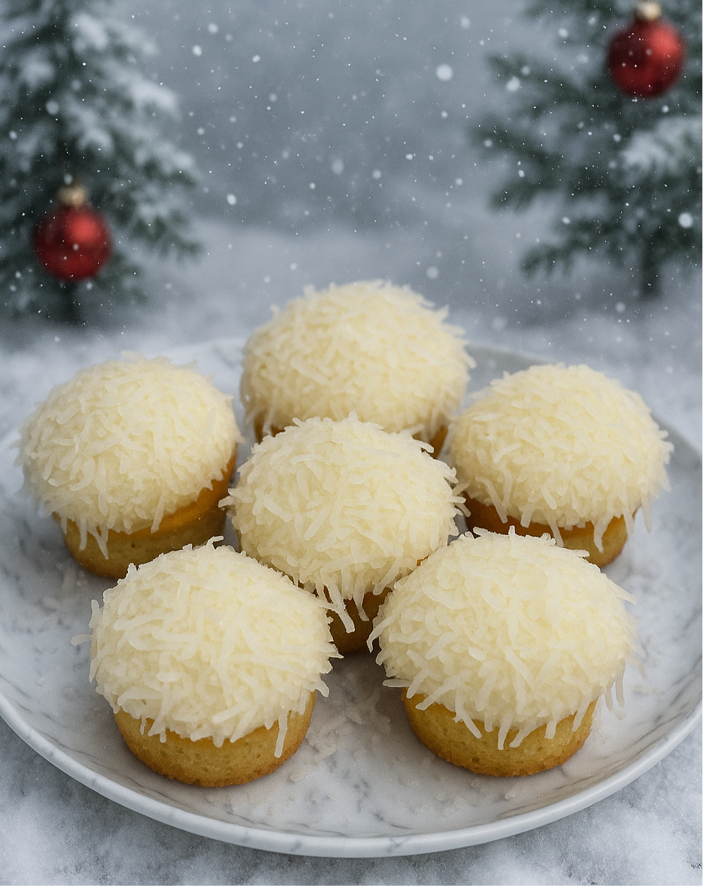 Christmas Coconut Snowy Cupcakes
